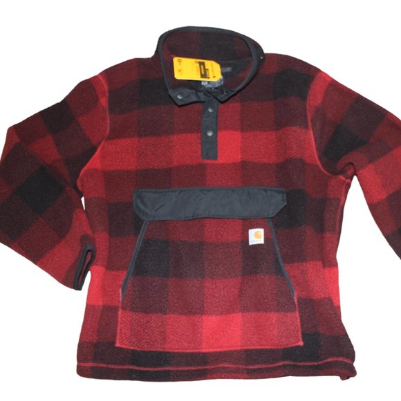 Carhartt Other - Carhartt Relaxed Fit Sherpa Fleece Pullover Sweater Red Black Mens XL 2XL NWT